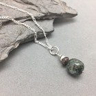 Stonehenge Preseli Bluestone Nugget Pendant   Dinosaur Bone Bead Sterling Silver