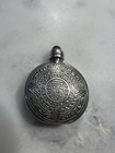 Vintage 925 Silver Mayan Aztec Mexico Snuff Perfume Bottle W  Red Stone