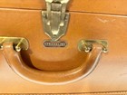 Vintage 1950 s  Tan Leather Hard Case Suitcase Franklin 26  X 16  X 9 
