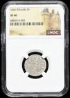 Poland 1624 King Sigismund Iii  Silver 3 Polker 3p Coin 1587-1632 Ad  Ngc Xf40