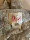 Vintage Precious Formals Size S Sheer Silver Lace Shirt Beaded Sequins