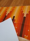 Awesome Rare Vintage Mid Century Retro 70s Org Brn Skinny Oval Lines Long Fabric