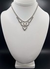 Vintage Rhinestone Choker Necklace Art Deco Design Clear Stones 14   