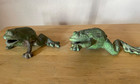2 Cast Iron Frogs Pair Garden Decor Vintage Antique Original