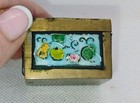 Vtg Chinese Cloisonn   Enamel Brass Stamp Box Trinket Pill Floral Lilypad Design
