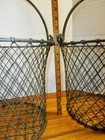Pair Large Antique Heavy Wire Industrial Baskets  Farm House Metal Baskets