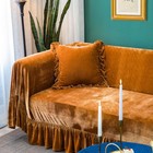 Velvet Sofa Cover Soft Decorative Luxurious Solid 71 x134   Golden Camel