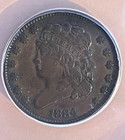 1834_ U S  Classic Head_  1 2 C _ Half Cent_anacs Vf 30
