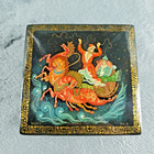Vintage Russian Lacquer Box Snow Maiden Father Frost Troika Palekh Signed H    b 