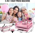 5 In 1 Heat Press Machine 15 x15  For T-shirts Sublimation Transfer Printing