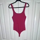 Women s Pink Scoop Neck Sleeveless Snap-crotch Bodysuit Stretch Opaque S