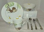Auerhahn Sino Childs Dinner Set Monkey 7 Pieces Plate Cup Bowl Utensils Germany 
