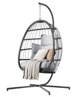  Hanging Egg Chair With Stand  Patio Wicker Hammock Egg Swing Chair With 