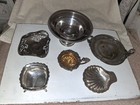 Silver Plate Antique Vintage Serving Pieces Mixed Lot Trays Candle Holder Basket