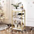 Wine Bar Cart W  Storage Shelves Removable Tray 4 Bottle Rack Rolling Wheels New