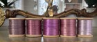 5 Large Antique French Silk Thread Wooden Spools Stamped Numbers Mauve Violet