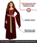 Women s Renaissance Costume Adult Red Medieval Princess Dress S - Xxl Halloween