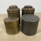 Set Of 4 Antique Metal Canisters La Palina Brass Copper Cigar Humidor 1878 Tin