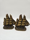 Vintage Solid Brass Clipper Sailing Ship Bookends Pair Nautical Library Decor