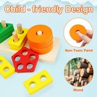 Montessori Wooden Sorting   Stacking Toy For Toddlers 1   3  Color Shape Puzzle