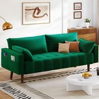 Taus Velvet Fabric Sofa Couch Loveseat With 2 Pillows 2 Seater For Living Room