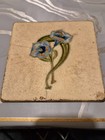 Antique Art Nouveau Tubelined Floral Tile Blue Flower England C1900