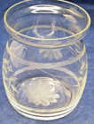 Vintage Clear Glass - Flower Etched Votive Candle Holder - 2 1 2    Tall