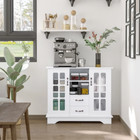 Homcom Sideboard Cabinet W  Glass Doors   Drawers White