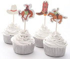48 Pack Western Cowboy Cupcake Toppers Picks Cake Decorations For Birthday Party