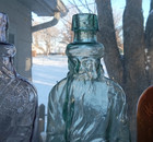 1880s Original Applied Lip Poland Water Figural Moses Bottle Aqua Mineral Water