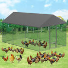 Large Metal Chicken Coop Run Walkin Poultry Cage W  Peaked Roof Hen Rabbit House