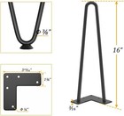 Genius Iron Hairpin Table Legs 16 Inch  3 8  Solid Metal Steel 16 Inch  Black 