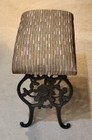 Vintage Antique Cast Iron Roses Accent Vanity Bench Upholstered 17  T X14    W