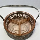 Vintage Pink Starburst Depression Divided Candy Dish In Chrome Caddy 