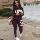 2pcs Women Sweatshirt Hoodie Tracksuit Tops Pants Sports Casual Sweat Suit Set