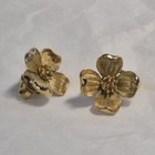 Vintage Crown Trifari  1937 - 1955  Gold Tone Dogwood Blooms Clip-on Earrings