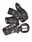 Sand Castle Beautiful Vintage Black Silver Mesh Leather Belt Italy Sz S m