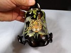 Fenton Hand Painted Black Glass Bell - Midnight Safari - Jungle Design