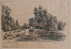 Emil Zeising River Landscape Horse Carriage Estate Original Pencil 1884