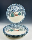 4 - Tienshan Folk Craft Cabin In The Snow Winter Christmas Dinner Plates 10 1 2 