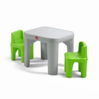 Step2 Mighty My Size Kids Plastic Toddler Table And Chairs Set  Gray