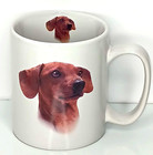 Dachshund Figurine s   Coffee Cup Brass Ceramic Weiner Dog Free Ship