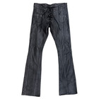 Vintage Rare 1970s Durrte Black Leather Lace Up Flare Rock N Roll Pants