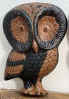 2 -  Mcm 70   s Big Eye Owl Pair Decor Wall Hanging Brown And Black