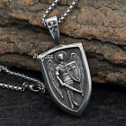 Catholic Mens Archangel St Saint Michael Medal Pendant Necklace Stainless Steel