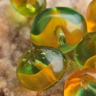 Wonderful Lot Vintage Rare Green Givre Glass Beads With Orange Cloud 6pc