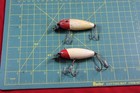Vintage Wood Creek Chub Red   White Two Hook Fishing Lures