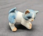 Vtg Otagiri Japan Ceramic Kitty Cat Kitten Figurine Blue white Small 2 25 t Euc