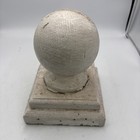 Single Ball   Collared Pedestal Finial Wood White Chippy  Paint