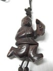 Vintage Netsuke Chinese Boxwood Carved Figure   Necklace   Wall Hanging